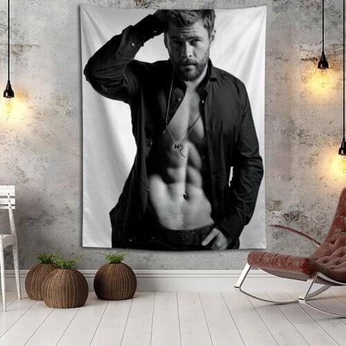 Chris Hemsworth Wall Hanging Tapestry Boho Decoration Home Decor Tapestries Custom Logo For Party Festival Gifts Wall Carpet