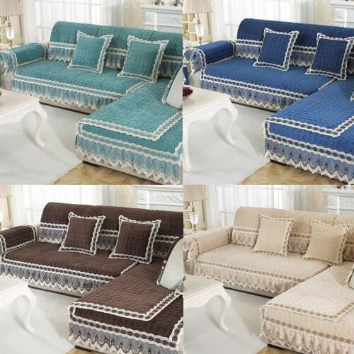 New! Soft Corduroy Sofa Cushion Four Seasons Universal Combination Lace Fabric Non-slip Couch Cover For Sofas Towel Custom Made