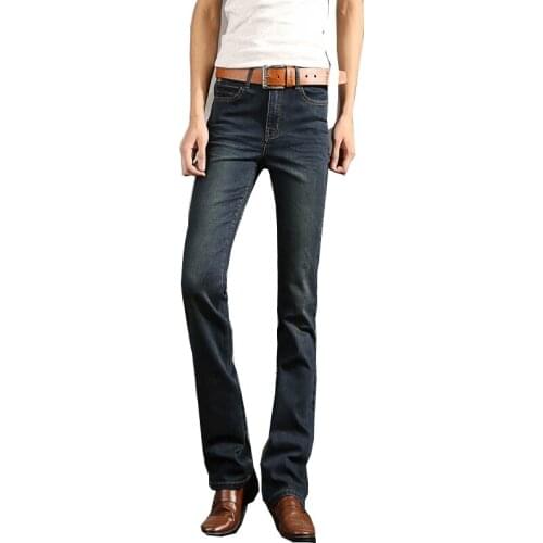 Spring and autumn new mens micro flared jeans Korean casual mid-waist stretch slim flared trousers mens trousers