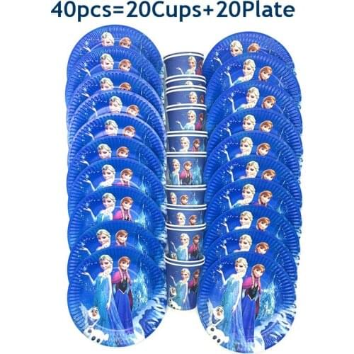 Disney Frozen Anna Elsa Princess Disposable Tableware Paper Plates For Child Favors Birthday Baby Shower Supplies Party Decor