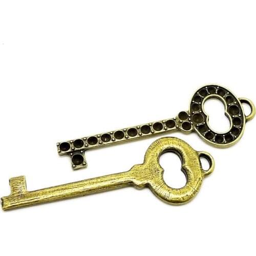 RONGQING 20pcs/lot Key Charms 71x25mm Pendants Zinc Alloy Wholesale Jewelry Charms Lots