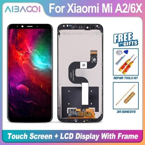 AiBaoQi Brand New Touch Screen LCD Display+Frame+Power Cable Assembly Replacement For Xiaomi Mi A2/6X