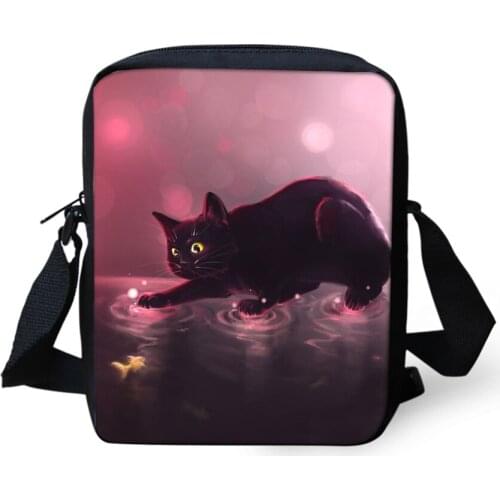 Fashion Womens Messenger Bags Fantasy Cats Pattern Girls Cross Body Bags Cartoon Animal Girls Mini Flaps Purse Bags