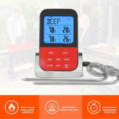 TS-K33 Wireless BBQ Meat Thermometer Digital Grill Oven Thermomet With Timer & Stainless Steel Probe Cooking Kitchen Thermometer