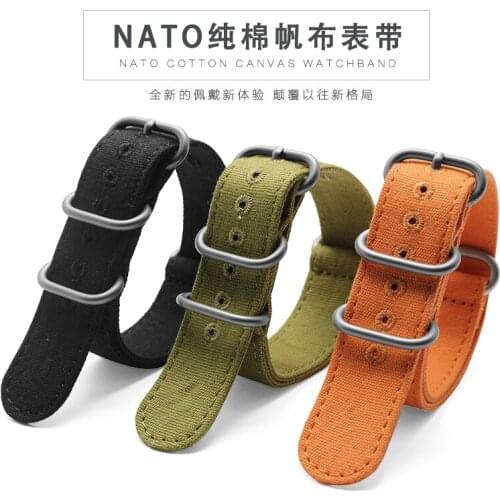 Fabric NATO Heavy Duty Nylon Canvas watch Strap with Rings Buckle 20mm 22mm 24mm 26mm women watchband for fossil Men bracelets