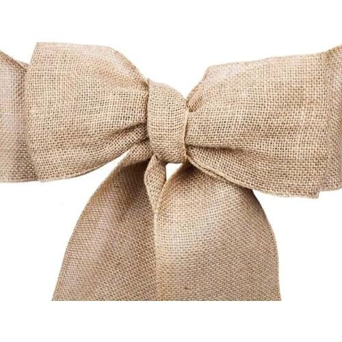 Vintage Burlap Court Classical Chair Sashes Wedding Chair Knot Decoration for Wedding Party Banquet Event Chairs