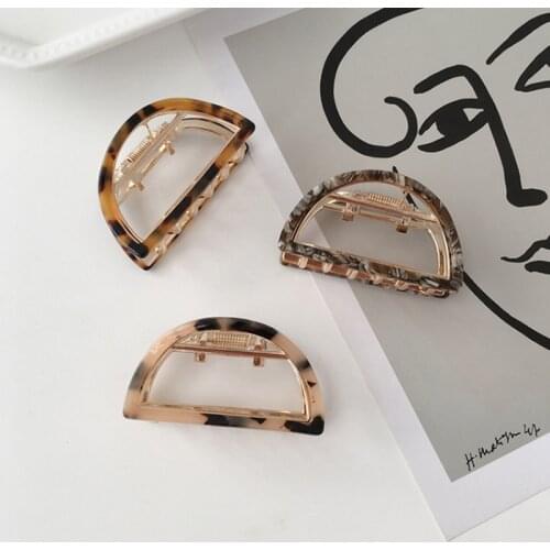 Fashion Geometric Rectangle Hair Clips Leopard Print Floral Barrettes Women Hairpins Bangs Clips Acetate Resin Hair Accessories