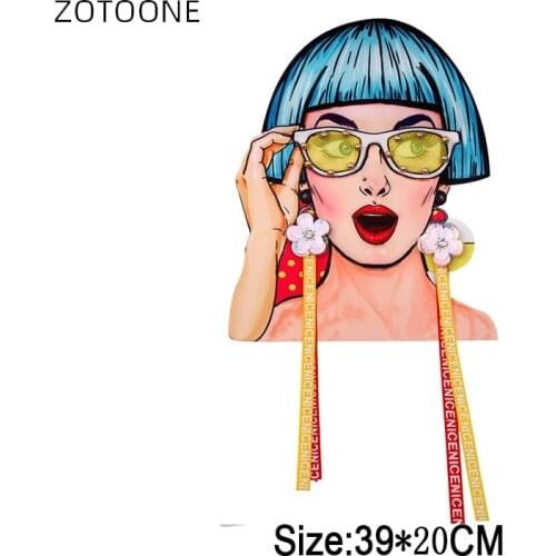 ZOTOONE Cartoon Girls Beaded Patch Big Size Sew on Embroidery Fashion Cloth Sticker for Jackets DIY Clothing Accessorie Badge E