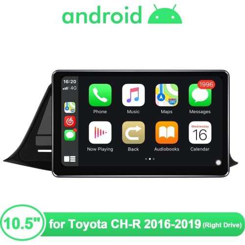 10.5 Inch Head Unit Android 10 Car Radio Stereo Multimedia1280*720 4GB 64GB For Toyota C-HR CH-R CHR 2016 2019 Right Drive DVR
