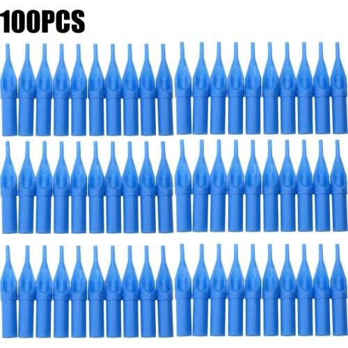 100pcs/Bag Plastic Disposable Mixed Sterile Tattoo Nozzle Tips Kit Set Needle Tube Blue High Quality
