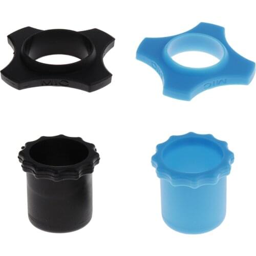 2 Sets Wireless Microphone Mic Holder Anti-rolling Ring Button Blue & Black