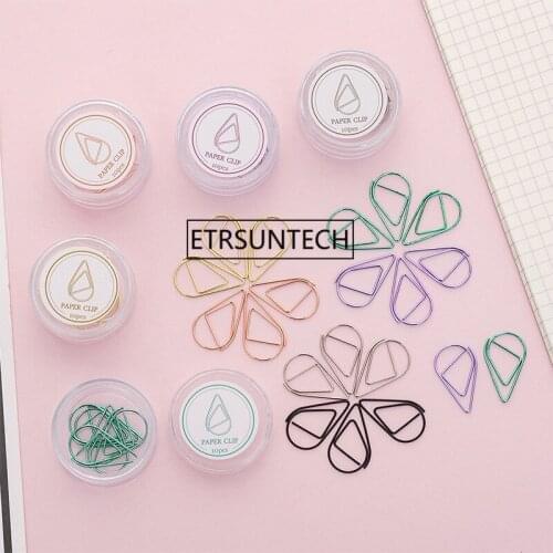 200Set Paper File Clip With Box Student School Stationery Paper Document Clamp Planner Bookmark Metal Clips