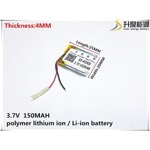 3.7V 150mAh 402025 Lithium Polymer Li-Po li ion Rechargeable Battery cells For Mp3 MP4 MP5 GPS PSP mobile bluetooth