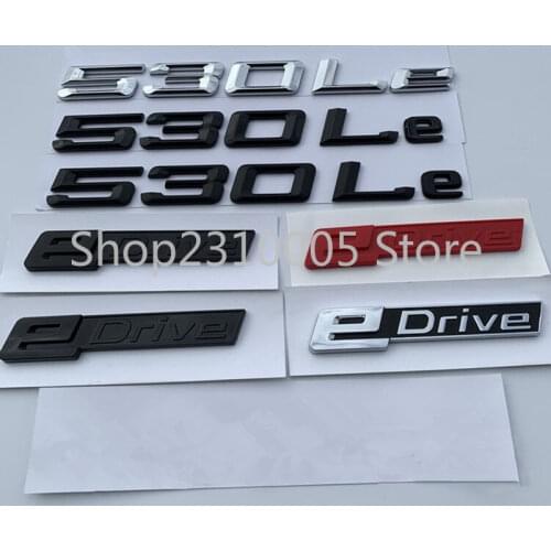 3D ABS edrive e drive 530le letter Emblem Badge Fender Trunk Car sticker For BMW 5 series new energy power Black chrome Red