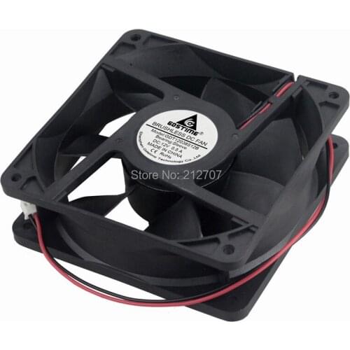 5pcs/lot Gdstime 120*120*38mm 12038 120mm 12cm DC 12V 2wires Brushless Cooling Motor Exhaust Fan