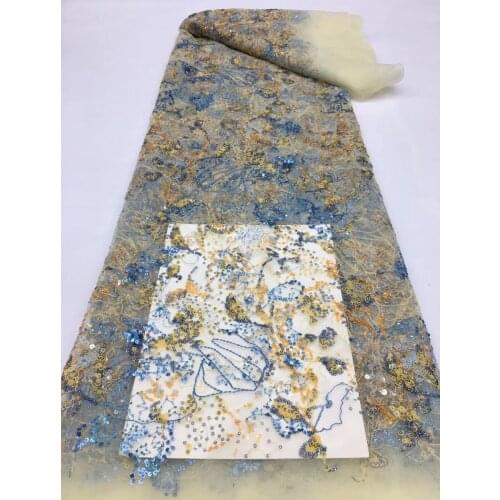 5yards/pc) Delicate multi-sizes sequins embroidered French net lace high quality African tulle lace for party dress FSS344