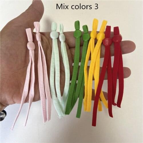 500 PCS black white yellow pink green red purple mix colorful elastic band string ajustable stopper buckles soft 5mm elastic