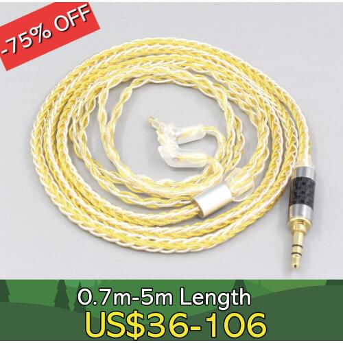 8 Core Silver Gold Plated Braided Earphone Cable For Sony MDR-EX1000 MDR-EX600 MDR-EX800 MDR-7550 LN007285