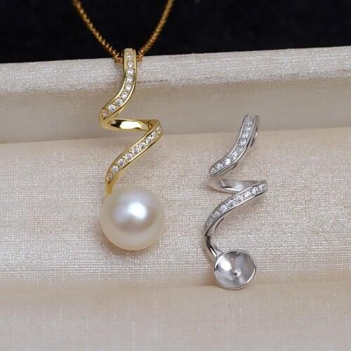 925 Sterling Silver Pendant Mounts Findings Settings Jewelry Fittings Women Accessories for Pearls Beads Stones