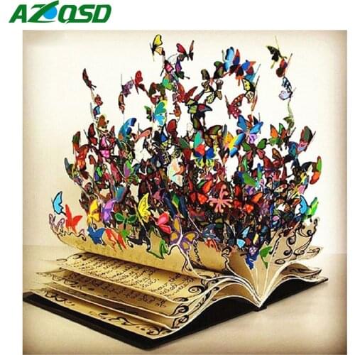 AZQSD Full Kits Diamond Painting Butterfly Book Picture Of Rhinestones Diamond Embroidery Animals Mosaic Home Decoration