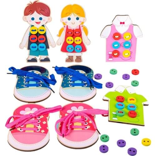Basic Life Skills Toys Baby Lacing Practice Educational Toys Teaching Aids Threading Toys Early Learning Develop Toys For Babies