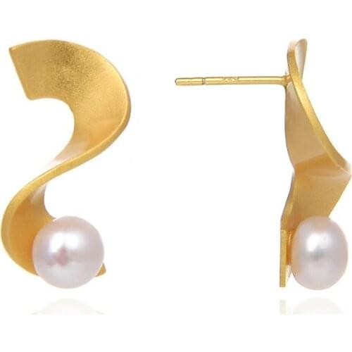 Beritafon 925 Sterling Silver Freshwater Pearl Stud Earring For Women or Girls