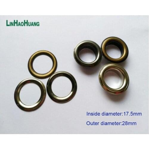 100pcs/lot inner 17.5mm big round metal brass eyelets with washer metal grommets Nickle/Black Nickle/ Bronze free shipping