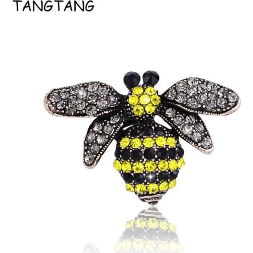 TANGTANG Cute Pin Bee Brooch Crystal Brooches Pins For Women Luxury Brooch For Scarf Multicolors Rhinestone Christmas Deals