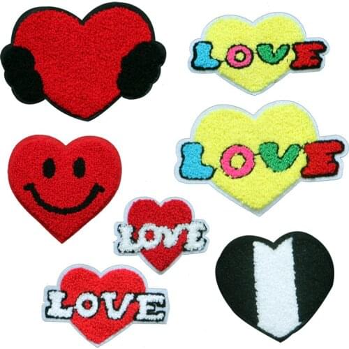 Black And White Heart Love Smiling Face Lroning Sewing Patch Fabric Embroidery Clothing Stripe Badge DIY Clothing Sticker Decal