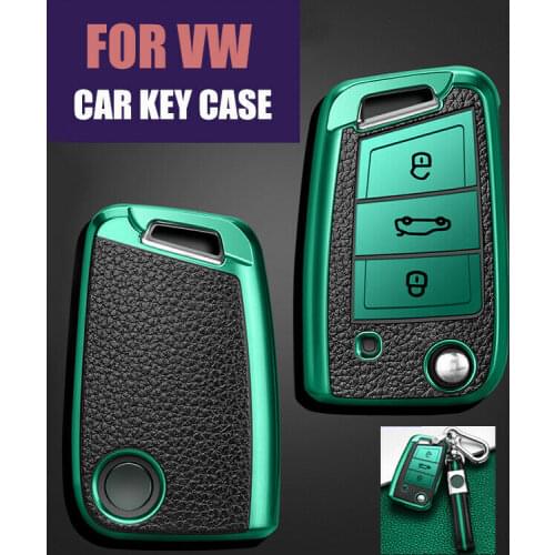 PU+ TPU Car Key Case for VW Volkswagen MK7/GTI 7/Golf 7/Golf R Skoda Octavia A7 SEAT Key Bag Remote Fob Cover Auto Key Holder