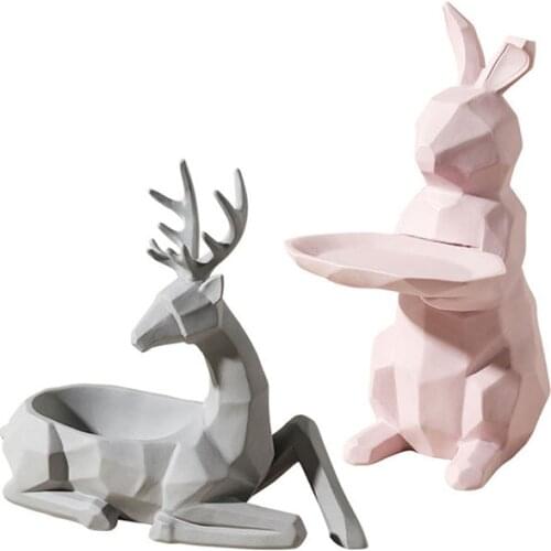 Ceramic Cute Animal Shape Creative Porch Key Dog Storage Organization Rabbit Decoration Nordic Living Room Homedecor Accessories