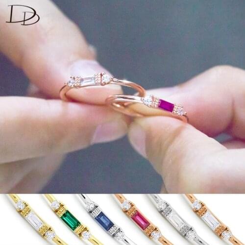 DODO Kpop Chic Colorful Rings Blue/Green AAA Cubic Zircon Stone Ring Office Ladies Jewelry Daily Wear Party Bijoux Femme B2221