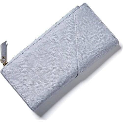 Weichen wallet women cross pattern thin purse female long pu leather wallet ladies simple clasp korean girl wallet purse