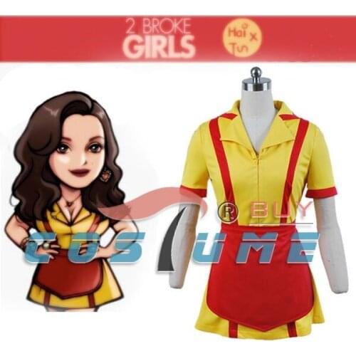 2 Broke Girls Max Caroline Cosplay Costume Waiter Uniform Adult Women Girls Fancy Dress Halloween Carnival