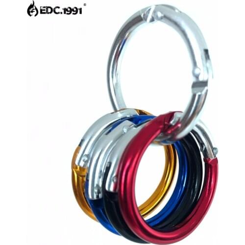 EDC.1991 5pcs Circle Round Carabiner Camping Spring Snap Clip Hook Keychain Camping Climbing Hiking Outdoor