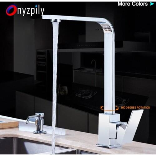 Onyzpily Kitchen Faucet Chrome Brushed Brass Deck Kitchen Sinks Faucet 360 Degree Rotating Swivel Cold Hot Mixer Water Tap
