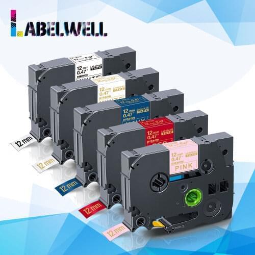 Labelwell 5PK Compatible for Brother TZe-R231 TZe-RW34 TZe-R234 TZe-RN34 TZe-RE34 Satin Ribbon Tapes for Brother P-Touch printer