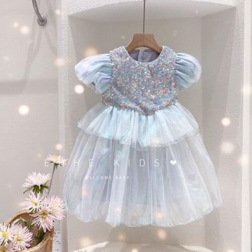 Summer Spanish Children Girls Summer Tutu Dress for Princess Kids Lovely Sequins Vestido for Birthday Party