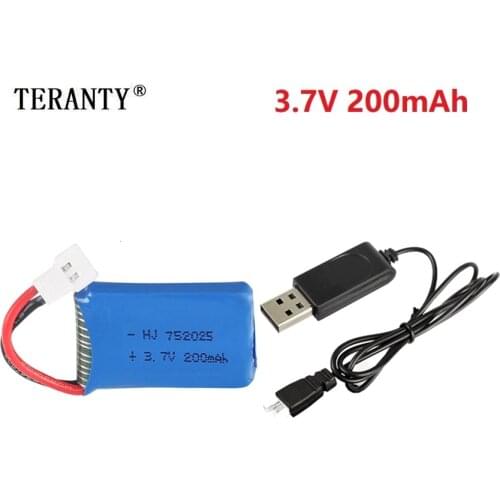 3.7V 200mAh 25c Lipo Battery for Syma X4 X11 X13 RC Helicopter 3.7V lithium battery and Charger for Aircraft model 752025