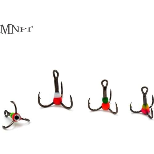 MNFT 6Pcs 6# 8# 10# Winter ice Fishing Treble Hook Three-jaw Hook High Carbon Steel Fishhooks Blood Trough Hook Tackle Tools