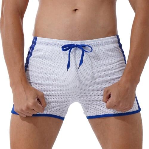 Plus Size Shorts Men Summer Hollow Out Quick-Drying Beach Drawstring Elastic Waistband Slim Swim Trunks Fitness Sports Shorts