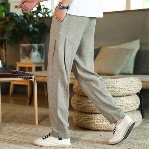 Mens casual trousers 2020 new linen pants loose harem pants fashion beach plus size mens clothing joggers men Pencil pants