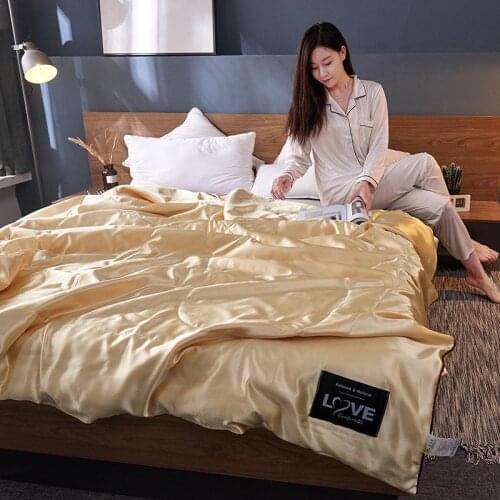 50New 100% Silk Comforter Summer Blanket Quilt Duvet Washable Ice soft Silk Air Conditioning Comforter Quilt Blanket