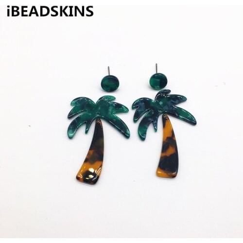 New arrival! 100pcs/lot acetic acid coconut tree-shape earrings accessories/Earring parts for Jewelry earrings Findings making