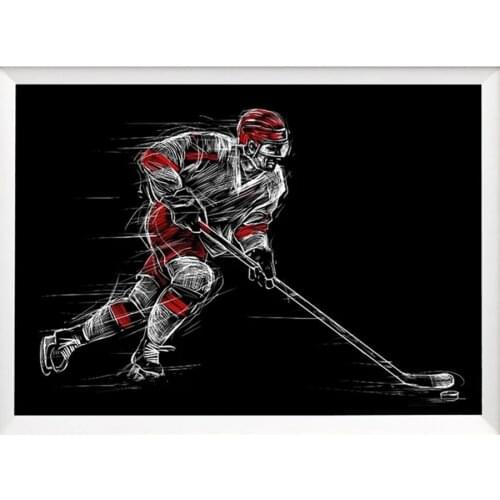 New Diamond Painting Full drill Square round Hockey player at the rink Diamond Embroidery Mosaic Cross Stitch Rhinestone gift