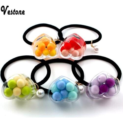 New style headband small fresh sequins hair ring / resin round personality hair rope rubber band hair accessorie-Pearl love