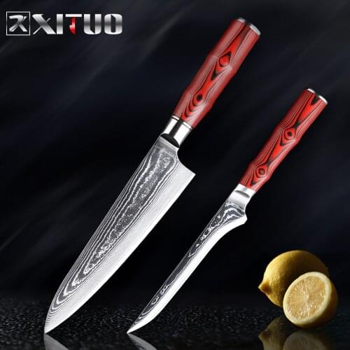 XITUO Chef Knife 67 layers Damascus Professional Japane Kitchen Knife Set Cleaver Slicing Utility Paring Boning Knife with Cover