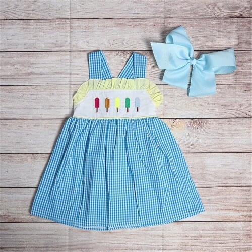 1-7 Years Baby Girl DressToddler Kids Baby Girls Backless Lacing Popsicle embroidery Dress Girls Clothes