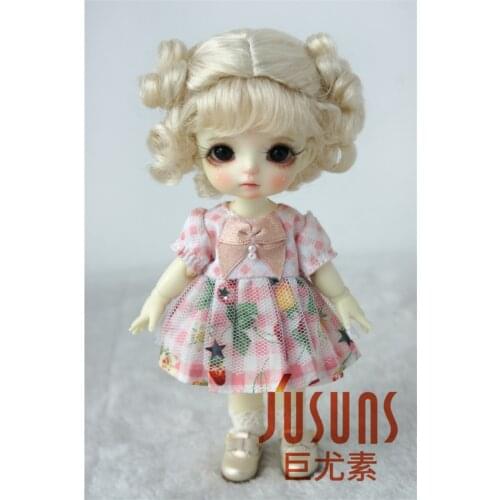 JD048 1/12 1/8 Doll Wigs 3-4inch 4-5inch 5-6inch Curly BJD Wigs Double Pony Synthetic Mohair Hair Pretty Tiny Doll Accessories