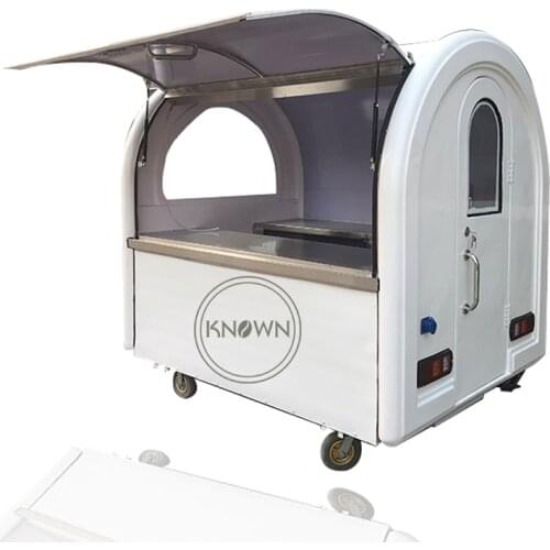 High Quality 4 Small Wheels Food Trailer Mobile Push Cart Fast Food Truck With Light And Two Tanks Free Shipping By Sea